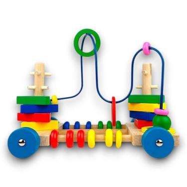Imagem de Carro Montanha Russa Brinquedo Educativo Montessori Madeira - Dony Toy