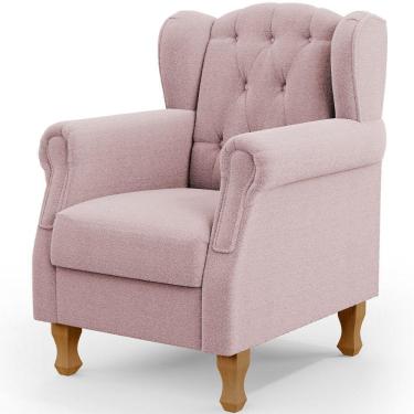 Imagem de Poltrona Decorativa Para Sala de Estar Yara P02 Bouclê Rosê - Lyam Decor