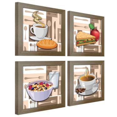 Imagem de Quadro Decorativo Cozinha Café Manhã Padaria 20x20cm Kit 4un - SHD  So