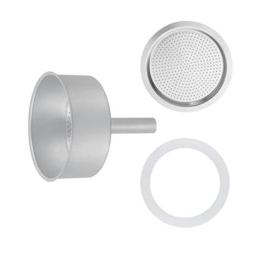 Imagem de Cesta de filtro para máquina de café expresso, funil de substituição de 6 xícaras para moka, filtro de panela moka para cafeteira Mocha, com 1 filtro e 1 vedação de vedação de silicone