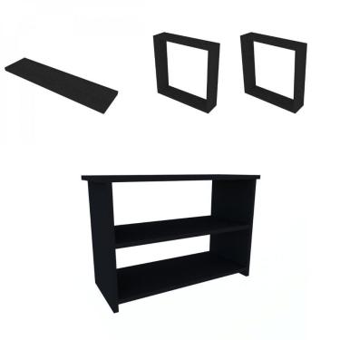 Imagem de Conjunto com 1 Banco, 1 Prateleira e 2 Nichos Pullen Bramov Móveis Preto