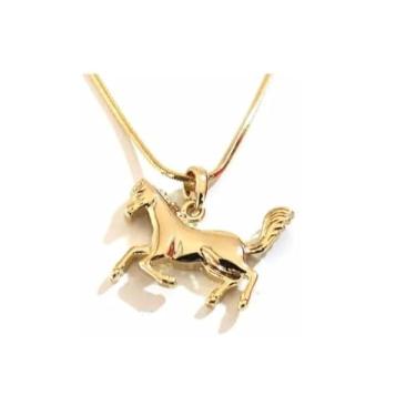Imagem de Colar Country Cavalo Com Caixinha de Veludo Folheado Ouro