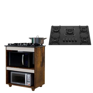 Imagem de Kit Balcão Cooktop Turim com Fogão Cooktop 5 Bocas Itatiaia