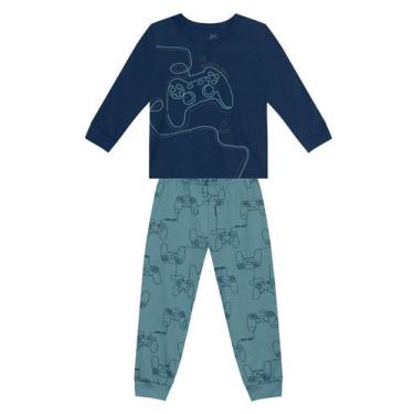 Imagem de Pijama infantil menino de games em puff Brandili - 12, 8, Azul