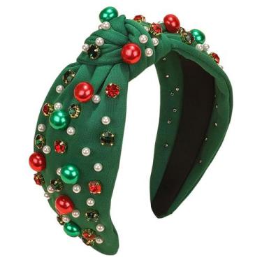 Imagem de Bandana de Natal para mulheres Pearl Knotted Xmas Red Green - Merrimac