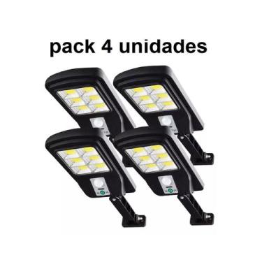 Imagem de Pacote de 4 holofotes solares LED para exteriores com sensor de movime