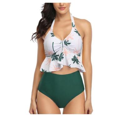 Imagem de Conjunto de biquíni feminino sexy alto contraste gradiente dividido ma