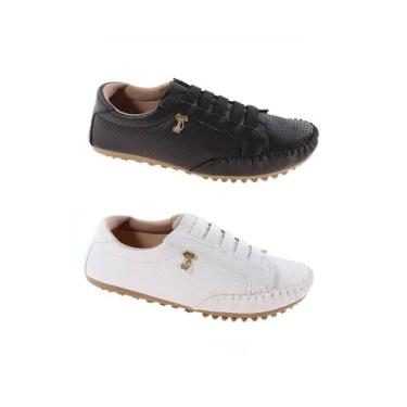 Imagem de Kit 2 pares de Tênis Mocatênis Feminino - Clara Maria, Preto, Branco, 