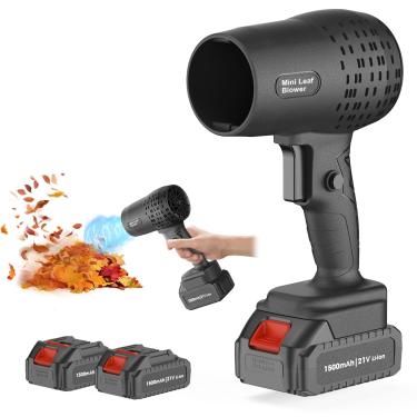 Imagem de Soprador de folhas com baterias de 21 V x 2 peças, ventilador potente de 650000 RPM, soprador de ar portátil de alta velocidade, perfeito para secagem de carro, limpeza de pátio, cuidados com o