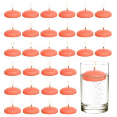 Imagem de Velas flutuantes - Pacote com 20 velas flutuantes de 5 cm para centros de mesa, bom para Halloween, Natal, Ação de Graças, Ano Novo e muito mais - Bom para decoração de casa e centros de mesa (laranja