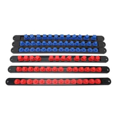 Imagem de Tbest Socket Organizer Rack 360 Graus Giratória Removível End Cap Com 28 Clips para 1/4 Polegada 3/8 24/2 Drive Sockets Titular Rail Ferramenta Mecânica de Armazenamento DIY