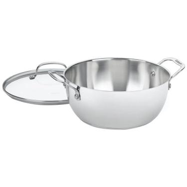Imagem de Panela Multiuso em Aço Inoxidável 5,2L com Tampa de Vidro, para Versatilidade e Qualida...