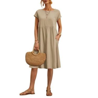 Imagem de Vestido midi Zhyaj, túnica solta de algodão com bolsos para mulheres