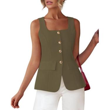 Imagem de Colete casual elegante BTFBM, colete feminino verde militar