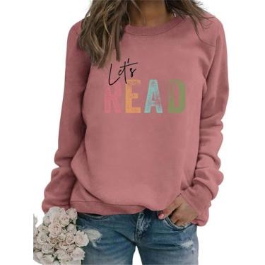 Imagem de Moletom GVABRLN Reading Book para mulheres rosa choque