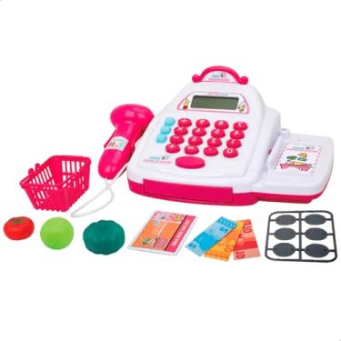 Imagem de Brinquedo Mini Caixa Registradora Infantil Shopping Rosa
