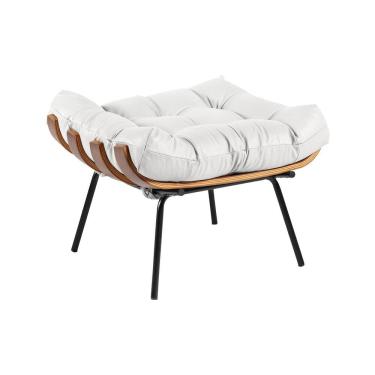 Imagem de Puff Decorativo Sala de Estar Costela Couro Branco - Gran Belo