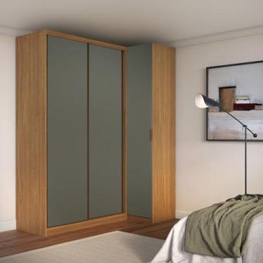 Imagem de Guarda Roupa de Canto Porta de Correr 3 Portas MDF Altezza Clean Belma