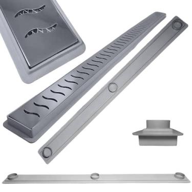 Imagem de Ralo Raso Ideal para Laje e Apartamento Inox Ondas SS 90cm col Cinza c