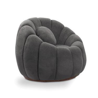 Imagem de Poltrona Decorativa Orgânica Giratória Cloud Bouclê Cinza Escuro E03 - D'Rossi