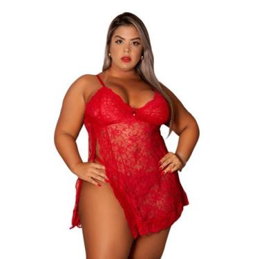 Imagem de Camisola Feminina Plus Size Rendada com Calcinha Sem Bojo - Garota V.,