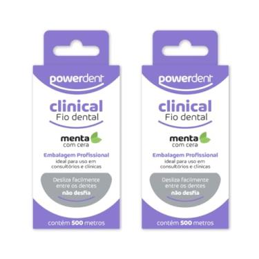 Imagem de Kit Com 2 Fio Dental Powerdent Clinical Encerado Menta 500m | Embalagem Profissional |...