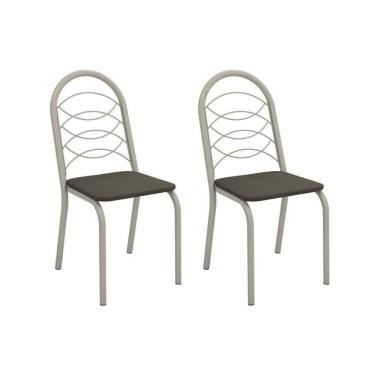 Imagem de Cadeira De Cozinha Holanda 2c009nk Aço Kit 2 Un Niquel-suede Escuro - Kappesberg