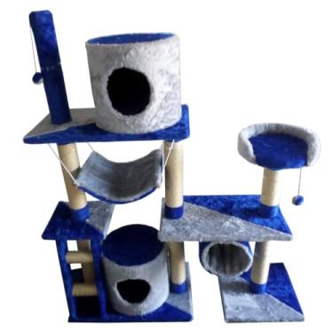 Imagem de Arranhador com Casinhas E Rede Para Gatos (Royal com cinza)