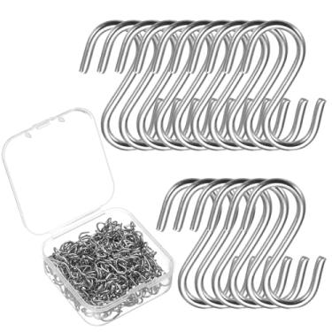 Imagem de Conjunto de ganchos S de 1,5 cm ganchos de metal pendurados em forma de S pequenos ganchos de haste para pendurar utensílios de cozinha copos plantas, joias, jeans, roupas, toalhas, ferramentas, prata