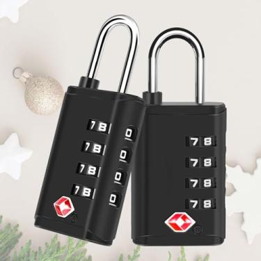 Imagem de Pacote com 2 fechaduras de bagagem de viagem aprovadas pela TSA de 4 dígitos, fechadura de combinação de mala de alerta aberto, cadeados com zíper sem chave, cadeado compatível aceito para armário de