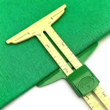 Imagem de Ferramenta de régua de medição de medidor deslizante 5 em 1 para costura, artesanato, marcação de furos de botão, medidor de bainha, bússola circular, medidor T