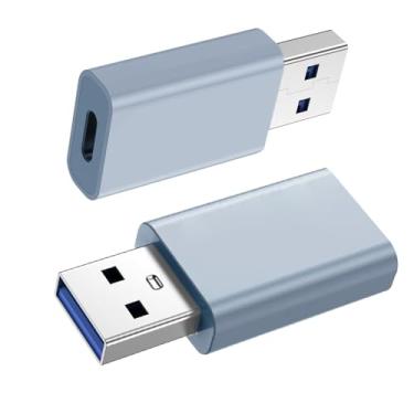 Imagem de Adaptador USB C, conversor de carregador USB-C fêmea para USB macho para MagSafe Watch 10 9 8 7 SE Ultra iPhone 16 15 14 13 Mini Pro Max iPad Samsung Galaxy Pixel CarPlay Cinza 2 unidades