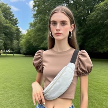 Imagem de Pochete unissex – Mini bolsa de cintura resistente à água para corrida, caminhada, ciclismo, bolsa esportiva transversal para telefone e itens essenciais, Verde-acinzentado, One Size, Tendência