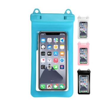 Imagem de Bolsa de telefone à prova d'água - com cordão à prova d'água bolsa seca para celular para praia, adequada para telefones dentro de 7,5 polegadas (azul)