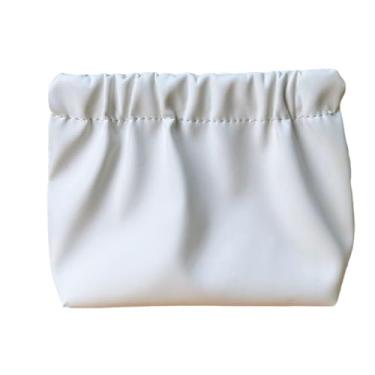 Imagem de Com bolsa divisória interna, bolsa cosmética casual de grande capacidade, bolsa de mola de folha, cor sólida criativa ao ar livre (branca)