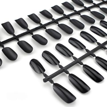 Imagem de 24 peças de arte de unhas postiças de cabeça redonda fosca sem cola, capa completa, rosa, branca, curta, quadrada, removível, artificial, unhas falsas