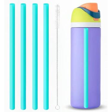 Imagem de Canudos de substituição compatíveis com garrafa Owala Freepsip/Flip de 680 g - Pacote com 4 peças de reposição para copo Owala de 947 ml - com 1 escova de limpeza acessórios (verde)