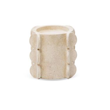 Imagem de Castiçal Porta-Vela Decorativo em Resina Estilo Travertino Bege 11,5cm TMN3046 BTC
