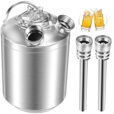 Imagem de Dbgogo Barril de limpeza de 2,5 galões Barril de limpeza de linha de cerveja, kit de limpeza de linha Kegerator de aço inoxidável 304 com acoplador 2 D kit de limpeza de linha de cerveja com alça de