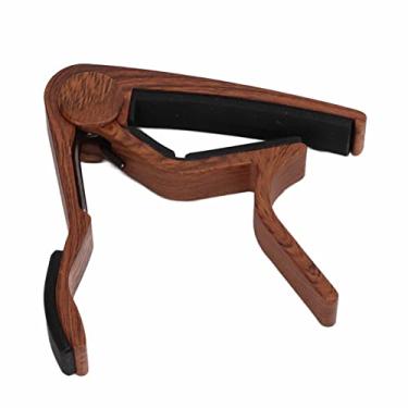 Imagem de XUXHOU Capo Seta Caixa de Armazenamento Kit de Acessórios de Braçadeira de Corda Com 5 Palhetas de Guitarra para Banjo, Liga de Alumínio (Madeira Escura)