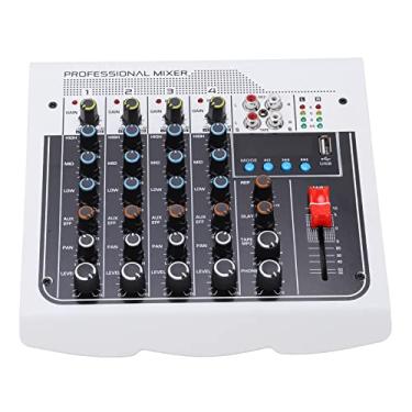 Imagem de RiToEasysports Mixer de áudio Profissional de 6 Canais Com Display LCD para karaokê Doméstico e Gravação de Música, Estrutura Metálica - Branco