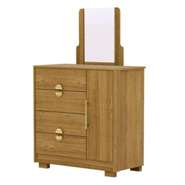 Imagem de Comoda Com Espelho 4 Gavetas 1 Porta 93 Cm Bel Vlr Nature - MILANI MOV