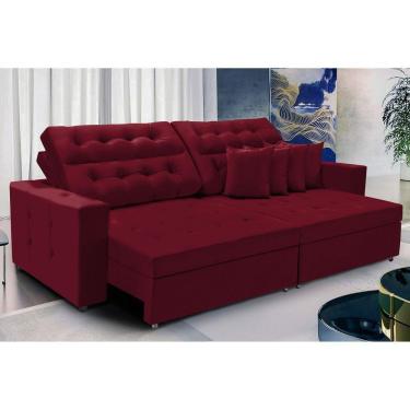 Imagem de Sofá Texas 2.60m Retrátil E Reclinável - Vinho