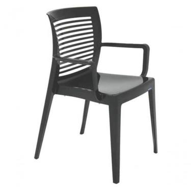 Imagem de Cadeira Tramontina Victória Com Encosto Horizontal E Braços Preta