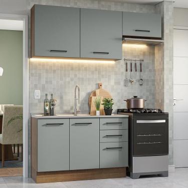Imagem de Armário De Cozinha Compacta 180cm Rustic/cinza Agata Madesa