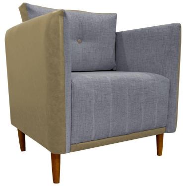 Imagem de Poltrona Decorativa Para Sala Recepção Consultório Aviv Luxo Corino E Linho