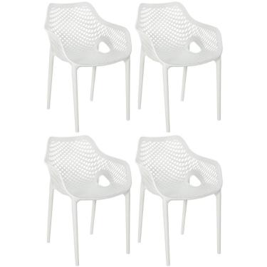 Imagem de Kit 4 Cadeiras De Jantar Design Suits Com Braços Empilhável Em Polipropileno - Branco
