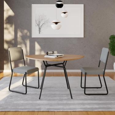 Imagem de Mesa De Jantar Orgânica Soho 120cm Ciliegio - Est.preta