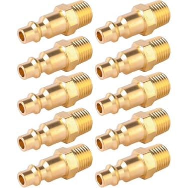Imagem de 10 peças de latão 1/4 polegada NPT macho adaptador de conexão rápida mangueira de ar industrial, acoplador de ar e kit de plugue, acessórios para compressor de ar