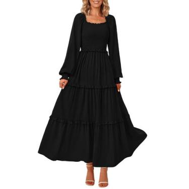 Imagem de Vestido maxi feminino PRETTYGARDEN com blusa de primavera com bolsos